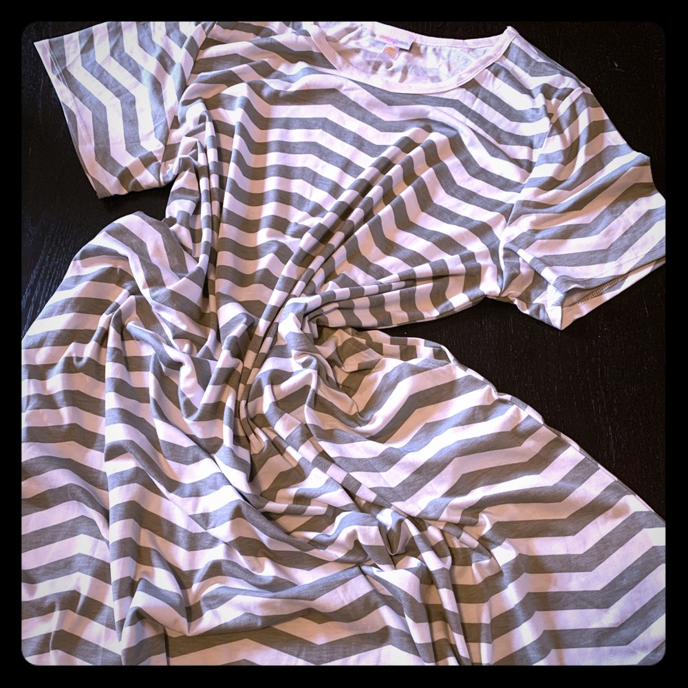 LuLaRoe Jessie 3X Gray and White Chevron